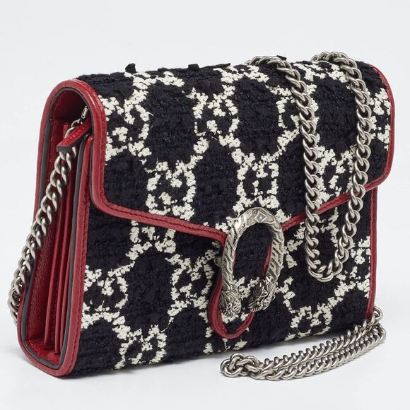 Gucci Tri Color GG Tweed and Leather Dionysus Wallet On Chain - Picture 3 of 4